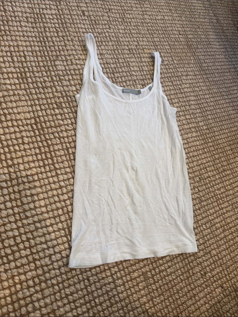 Vince White Ribbed Scoop Neck Tank